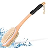 KIPRITII Ergonomically Back Scrubber for Shower,Double-Sided Back Brush Long Handle for Shower, Wet & Dry Brush for Cellulite and Lymphatic (Black)