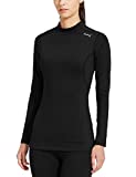 BALEAF Women's Fleece Thermal Mock Neck Long Sleeve Running Shirt Workout Tops Black Size M