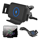 DearHot 15W Qi Wireless Car Charger Mount Holder Compatible for Samsung Galaxy Z Fold4 Fold3 Z Fold2 Fold S23 Ultra Google Pixel 7 Pro iPhone 14 Pro Max 4.3in-6.9in Phone Auto Clamp Fast Car Charger