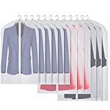 Kntiwiwo Clear Garment Bags Suit Bag for Closet Storage Set of 12 Hanging Dress Cover Bag with Zipper for Suit, Coat, Long Dresses Clothes Storage-24” x 40”/50”/60”