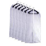 Hanging Garment Bags Cover 24''X48'' Lightweight Clear White Suit Protector Cover (Pack of 6) with Study Full Zipper for Suit Clothes Storage Closet (24''X48'', White)