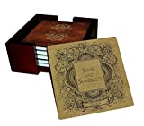 Jane Austen Books Coaster Set - Sandstone Tile with Cork Back - 6 Piece Set