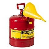 Justrite 7150110 5 Gallon, 11.75" OD x 16.875" H Galvanized Steel Type I Red Safety Can With Funnel