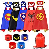 RioRand Kids Dress Up 5PCS Superhero Capes Set and Slap Bracelets for Boys Costumes Birthday Party Gifts