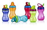 Nuby 2-Pack Flip-It Easy Grip Cups with Easy-Flo Straw, 10 Ounce, Colors May Vary
