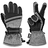 SUN CUBE Ski Gloves Men Women | Waterproof Breathable Snow Gloves | Windproof Winter Outdoor Snowboard Snowmobile Hiking | Warm Thermal Insulation 3M Thinsulate Zipper Pocket (Heather Gray, Medium)