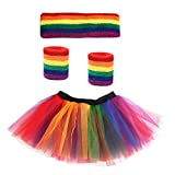 Danballto 80s Workout Clothes for Women Running Tutu Costume Sweatband Headband Wristbands Set