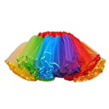 Womens Rainbow Plus Size Puffy Tutu Layered Tulle Petticoat Skirt for Party