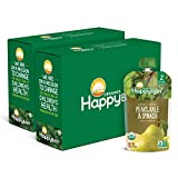 Happy Baby Organics Clearly Crafted Stage 2 Baby Food, Pears, Kale & Spinach, 4 Ounce Pouch (Pack of 16)