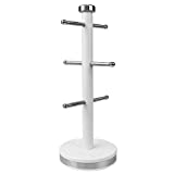 Michael Graves Design Soho Kitchen Accessories | Sleek Futuristic Design | White with Silver Accents | (1, 6 Hook Mug Tree)