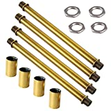 WOERFU 4-Pack 300mm Long antique gold Straight Pipe lamp stem Kit with Coupling Lamp Rod