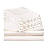 6 Piece Queen Sheet Set 600 Thread Count Egyptian Cotton Sheets 6 Pieces Sheets Set Queen Size Hotel Luxury Collection Bedding 6 PC Ivory Solid Fits Mattress Upto 18'' DEEP Pocket