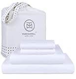 5-Star Hotel Quality 1200 Thread Count 100% Cotton Sheets for King Size Bed, 4 Pc Hotel White Premium Supima Cotton Sateen Weave with Elasticized Deep Pocket & Free Tote Bag - by Threadmill