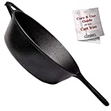 Cuisinel Cast Iron Skillet - 10"-Inch X 3"-Inch-Deep Frying Pan / 3-Quart Pot with Assist Handle - Pre-Seasoned Oven Safe Cookware - Indoor/Outdoor Use - Grill, Stovetop, BBQ, Firepit, Induction Safe