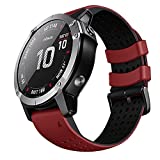 ANCOOL Compatible with Garmin Fenix 5X/6X/7X Band, 26mm Easy-fit Soft Watch Band Replacement for Fenix 5X Plus/Fenix 6X/Fenix 6X Pro/Tactix Charlie/Descent MK2 (Red)