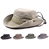 Obling Sun Hat, Fishing Hat UPF 50 Wide Brim Bucket Hat Safari Boonie Hat A-Khaki