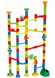 100 Piece Marble Run Toy Set - 80 Colorful Pieces + 20 Marbles To Build Your Own Maze Race Track - Create Endless Building Block Combinations And Watch A Race To The Bottom! - Educational STEM Kit