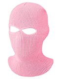 SATINIOR 2-Hole Knitted Full Face Cover Ski Neck Gaiter, Winter Balaclava Warm Knit Beanie for Outdoor Sports (Pink, Medium)