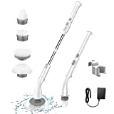 LABIGO Electric Spin Scrubber LA1 Pro, Cordless Spin Scrubber with 4 Replaceable Brush Heads and Adjustable Extension Handle, Power Cleaning Brush for Bathroom Floor Tile