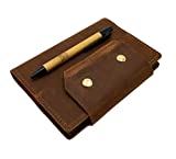 Leather Refillable Notebook Handmade Leather Bound Daily Notepad for Men Women Blank Paper Sketchbook,a6 Notebook