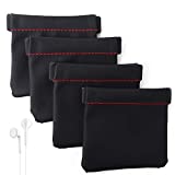 Honbay 4PCS PU Leather Earphone Pouch Headphone Storage Bag with Snap Spring Closure for Carrying or Storing Headphones