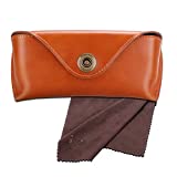 Fintie Portable Sunglasses Case, Semi-Hard Vegan Leather Glasses Carrying Case Eyewear Pouch with Snap Button Closure, Brown
