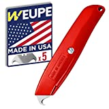 WEUPE Hook Blade Utility Knife with 5 Utility Hook Blades, Carpet Knife, Shingle Cutter Roofing Knife, Made in USA