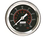 VIAIR 90088 Black Face 2" 160 PSI Illuminated Single Needle Gauge