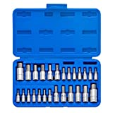 Neiko 01144A Tamper-Proof Hex Bit Socket Set, 26 Pieces | SAE (5/64-9/16) and Metric (2-14MM)