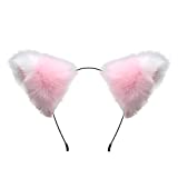 Wannsee,Animal Cat Fox Long Plush Furry Bells Bows Ears Accessories Headwear Party Cosplay(Pink),One Size