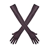 Wannsee 1920s Long Elbow Opera Evening Party Costume Cosplay Satin Smooth Gloves(Coffee), One Size