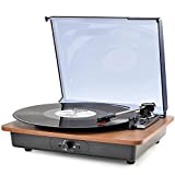 Vinyl Record Player Bluetooth Turntable with Speakers Vintage Record Players Old Phonograph Support 3-Speed Wireless RCA Output AUX Headphone Input Portable Lightweight Built-in Battery Powered