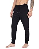 Apana Men's Jogger Sweatpants Slim Fit Athletic Yoga Lounge Pants with Pockets and Cargo Pocket (Large Black)