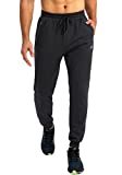 Pudolla Men's Fleece Joggers Pants Soft Warm Sweatpants for Men Winter Athletic Gym Workout Jogger Pants with Zipper Pockets(Black Large)