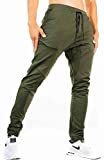 TBMPOY Men's Tapered Joggers Athletic Running Workout Pants Sweatpants Slim Fit Gym Zipper Pockets Army Green M