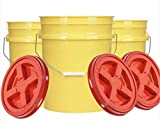 House Naturals 5 Gal Yellow Bucket Pail with Screw on Gamma lid, Food Grade, BPA Free (Pack of 3) Made in USA