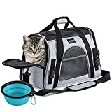 SOUNDY Pet Carrier for Cat and Dog, Portable Folding Pet Carrier Airline Approved, Suitable for Small Dogs, Puppies, and Medium-Sized Cats (Grey)