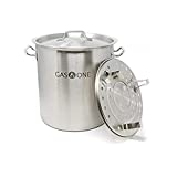 GasOne Stainless Steel Stock Pot with Steamer 6-Gallon with lid/Cover & Steamer Rack, Tamale, Dumpling, Crawfish, Crab Pot/Steamer Thickness 1mm Perfect for Homebrewing & Boiling Sap for Maple Syrup