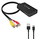 RCA to HDMI Converter, AV to HDMI Adapter Composite CVBS to HDMI Video Audio Converter Compatible for Xbox, N64, PS3 , TV , STB, VHS, VCR, DVD ect - RCA Female to HDMI