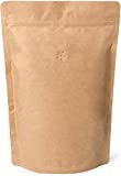 250g / 8oz / lb Kraft Paper Stand Up Coffee Bag Pouch. Round Bottom, Zip Lock, Degassing Valve and Heat Seal-able. Pack of 10