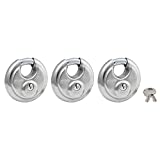 Master Lock 40TRI Shrouded Stainless Steel Disk Padlock with 2-3/4" Wide Body (Pack of 3), Silver