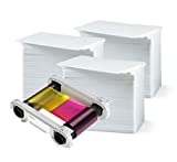 Evolis R5F008AAA Color Ribbon - YMCKO - 300 Prints with Bodno Premium CR80 30 Mil Graphic Quality PVC Cards - Qty 300