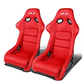 Pair of Universal 23 inches W X 35 inches H X 25 inches D NRG Bucket Fixed Back Racing Seats + Foam Lumbar Cushions