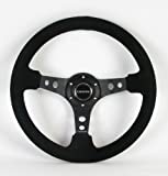 NRG Steering Wheel - 06 (Deep Dish) - 350mm (13.78 inches) - Black Suede with Black Spokes - Part # ST-006S