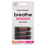 Aromatherapy Nasal Stick (3 Pack) by BoomBoom | Enhances Breathing + Boosts Focus | Breathe Vapor Stick Provides Fresh Cooling Sensation | Made with Essential Oils + Menthol (Fruit Variety Pack)