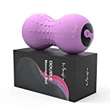 Maxgia Heating Vibrating Massage Ball, Peanut Ball Roller, Electric Double Lacrosse Ball with 5 Vibration for Myofascial Release Deep Tissue Trigger Point Therapy Muscle Recovery Pain Relief (Purple)