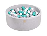 MEOWBABY Foam Ball Pit 35 x 11.5 in /200 Balls Included ∅ 2.75in Round Ball Pit for Baby Kids Soft Children Toddler Playpen Made in EU Light Grey: Turquoise/Grey/White