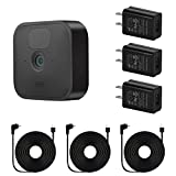 3Pack Weatherproof Outdoor Power Adapter for All-New Blink Outdoor & Blink XT / XT2, with 30ft/9m Long and Thin Charging Cable (NOT for Blink Mini) - Black