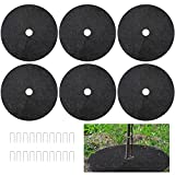 6 Pack 20.5 Inch Non-Woven Tree Mulch Ring- Thickened Tree Protector Mat Plant Cover with 20 Landscape Staples Stakes Round Anti Grass Gardening Fabric Cover for Weed Control Root Protection (Black)