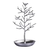 AUTODECO Retro Jewelry Tree Organizer for Necklaces and Earrings Ring Tree Holder Display Jewelry Tower Tree Great Gift for Women Girl Antique Silver